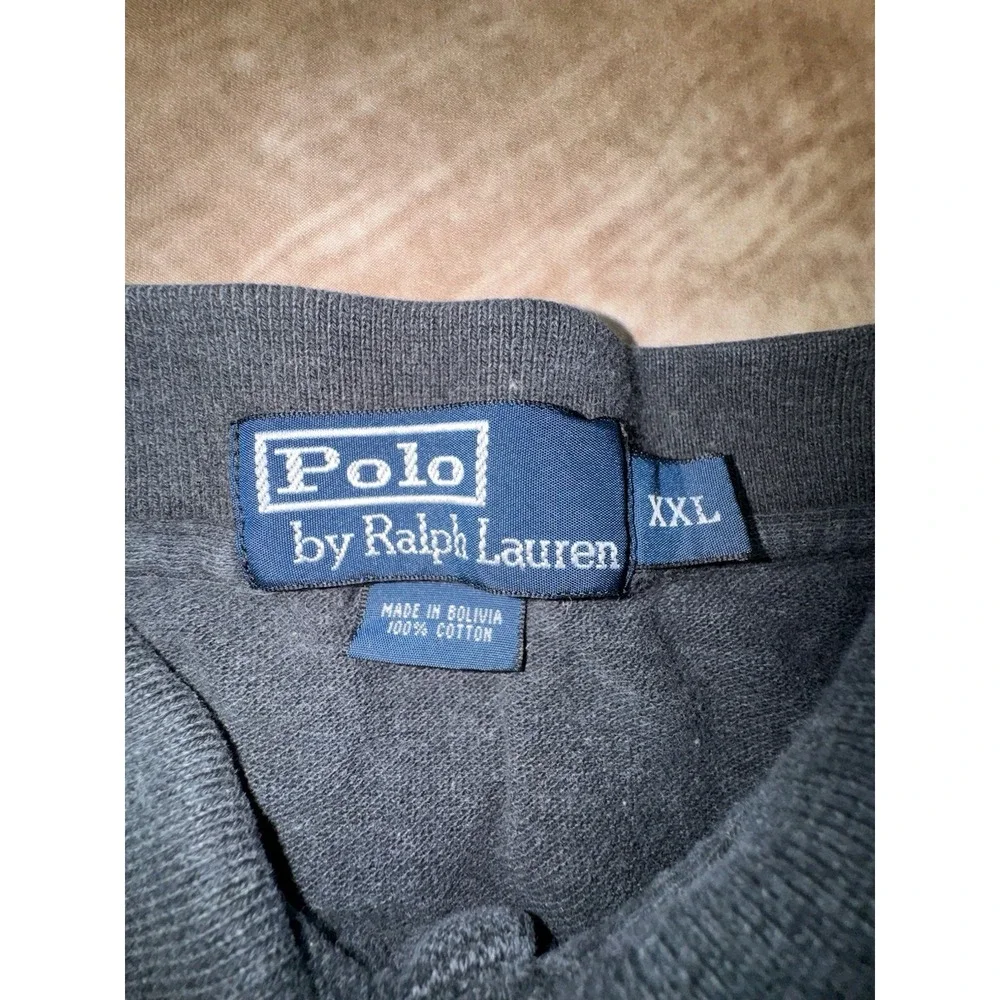 Polo Ralph Lauren XXL Long Sleeve Polo Charcoal Grey Thin Loose 100% Cotton